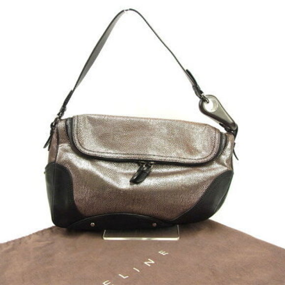 Celine Shoulder Bag macadam black sharkskin leather - Picture 1 of 6